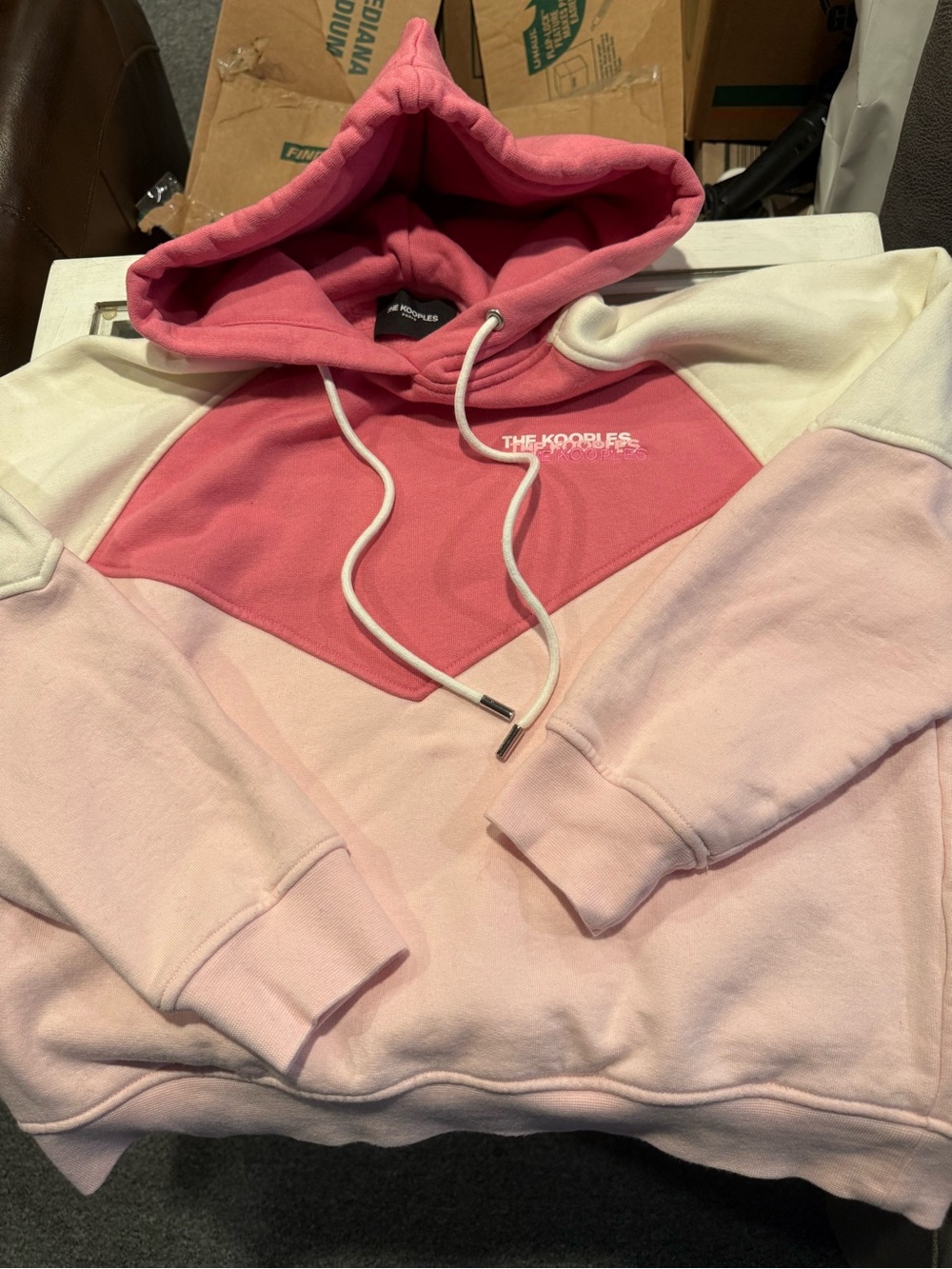 The Kooples Pink & Cream Colorblock Hoodie
